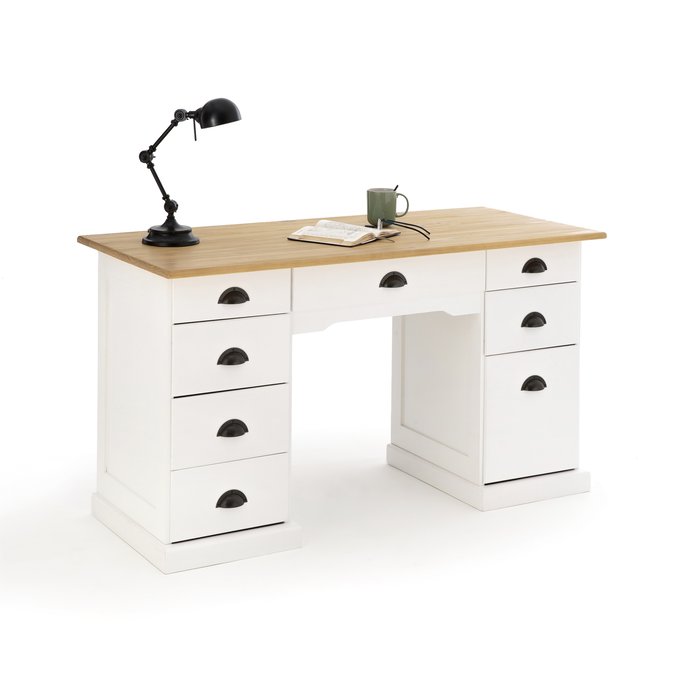Bureau Double Caisson Pin Betta La Redoute Interieurs Bois Blanc La Redoute