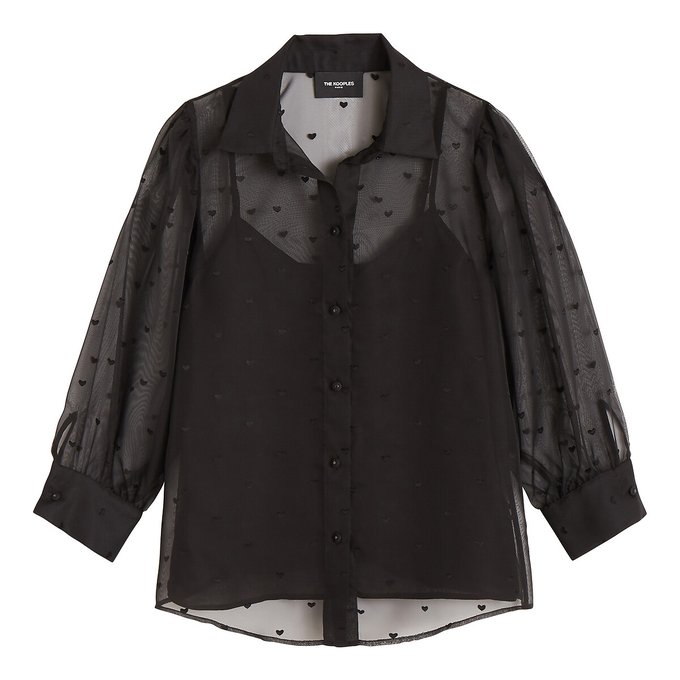 black sheer long sleeve shirt