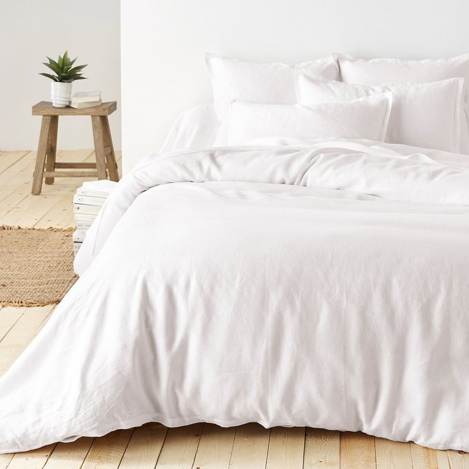 Washed Linen Plain Duvet Cover La, King Size Duvet On Queen Size Bed