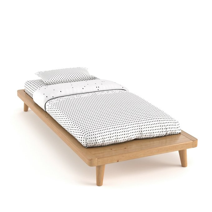 Jimi Platform Bed With Shelf Oak Stained Pine La Redoute Interieurs La Redoute