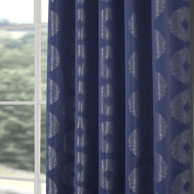 Delta Lined Eyelet Curtains Navy Navy Home Curtains La Redoute
