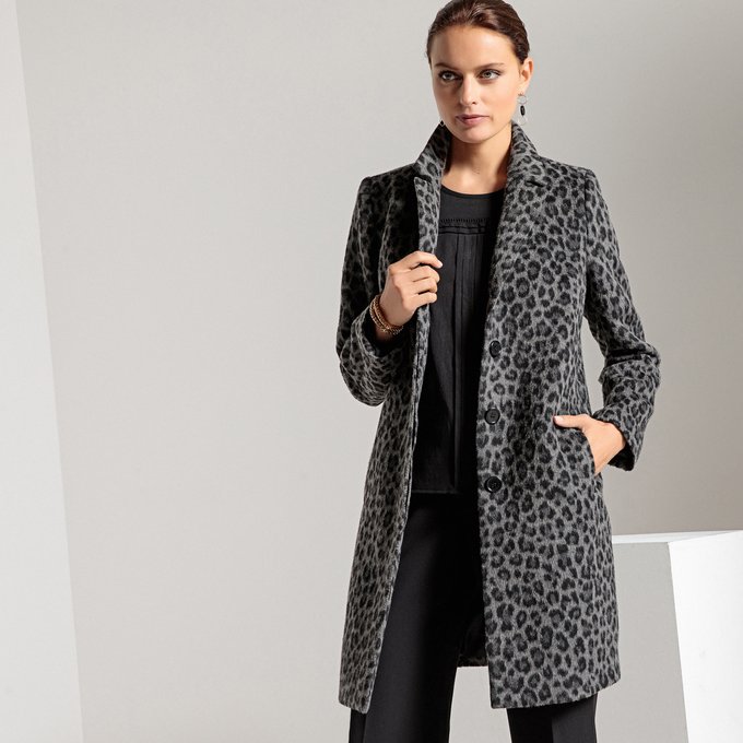 Single-breasted leopard print coat with 