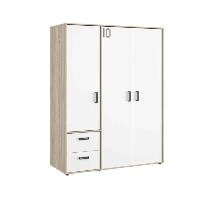 Armoire 3 Portes 2 Tiroirs Ar5052 Blanc Terre De Nuit La Redoute