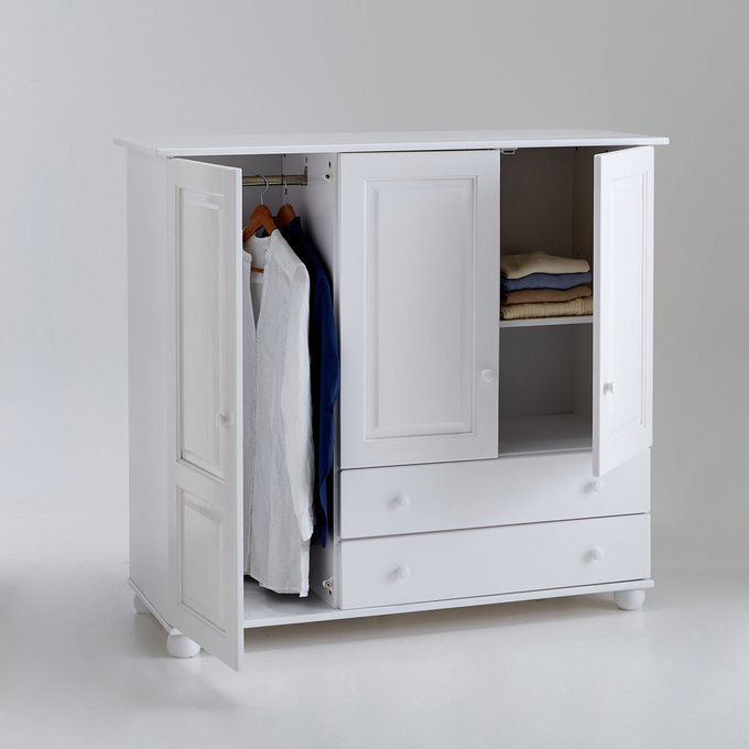 Redmond Solid Pine Triple Wardrobe White La Redoute Interieurs