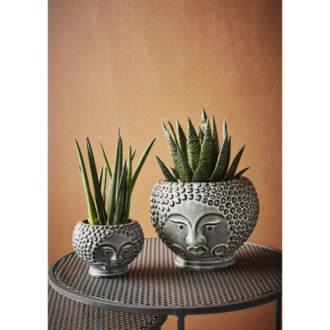 Vase déco visage en grès