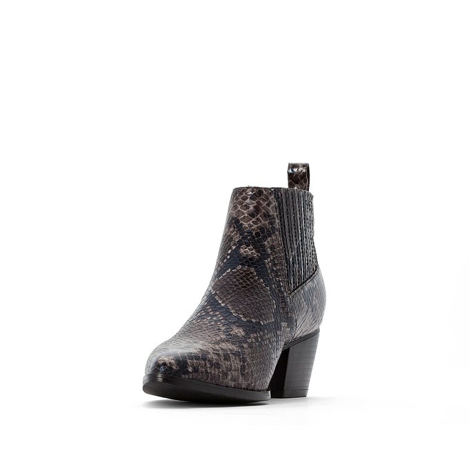 faux snake ankle boots