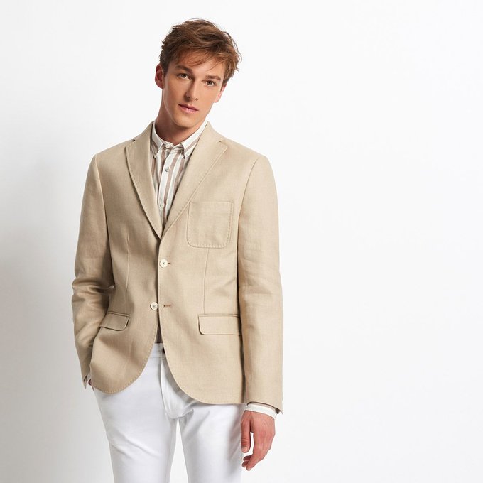 Veste beige en coton lin beige classic Devred | La Redoute Veste beige en coton lin pour Homme Devred
