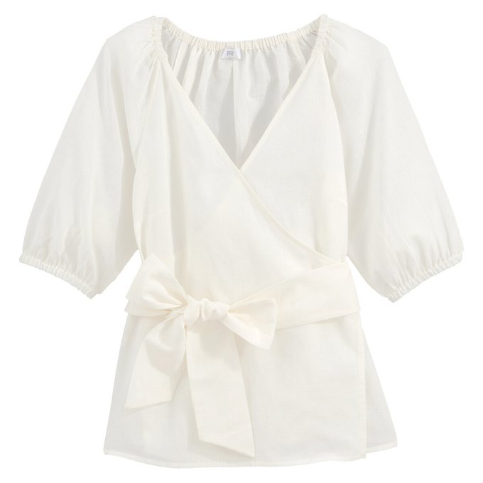 Blusa cruzada, mangas 3/4