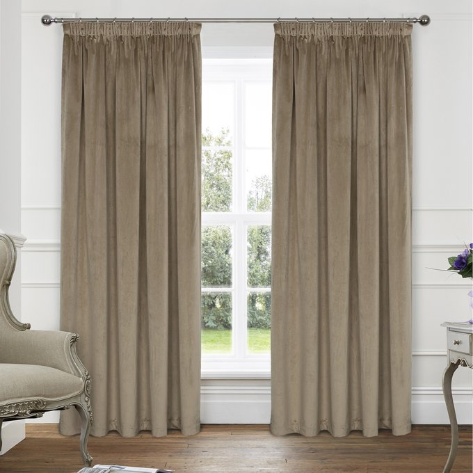 Montreal Velvet Lined Pencil Pleat Curtains Camel Camel Home