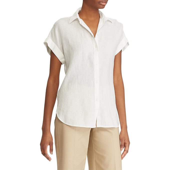 white ralph lauren short sleeve shirt