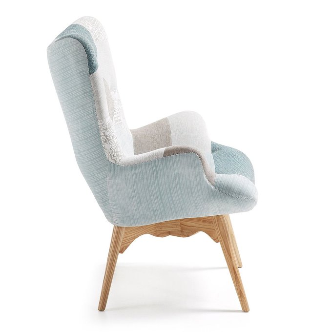 Fauteuil Kody Patchwork Bleu Bleugris Kave Home La Redoute