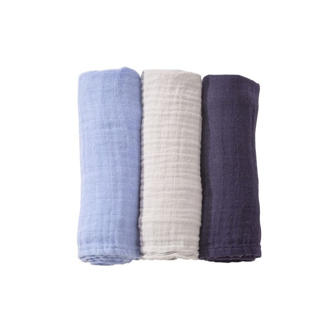 Lot De 3 Langes Bebe Bleu Pastel V Les Kinousses La Redoute