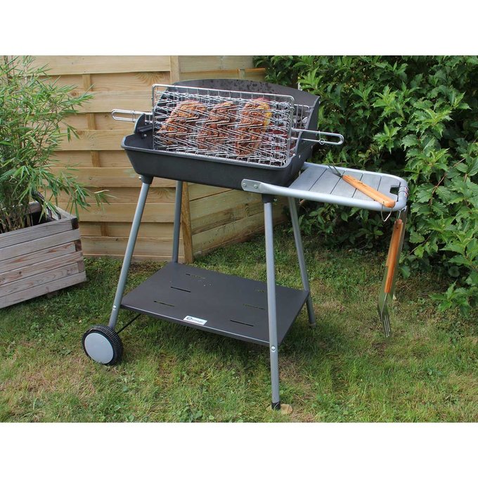 Barbecue à charbon avec grille foyère verticale acier Home Grille barbecue | La Redoute