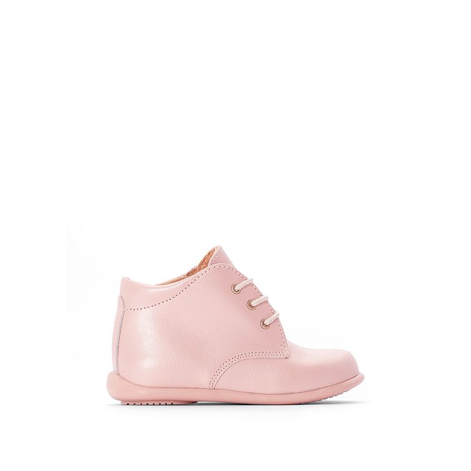 pink leather ankle boots