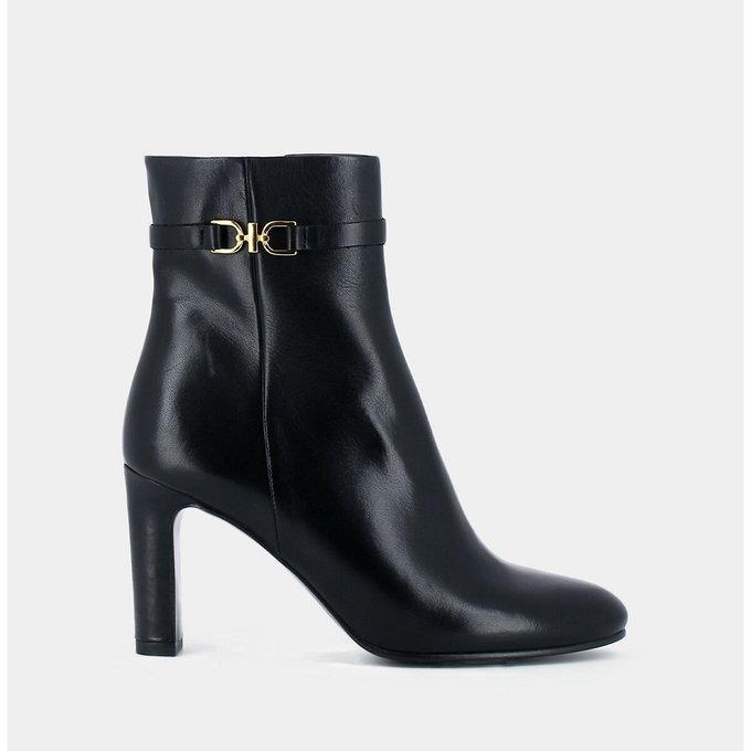 Defae Leather Heeled Ankle Boots