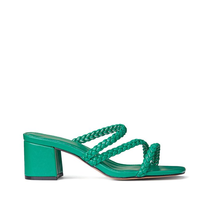 Plaited Block Heel Mules