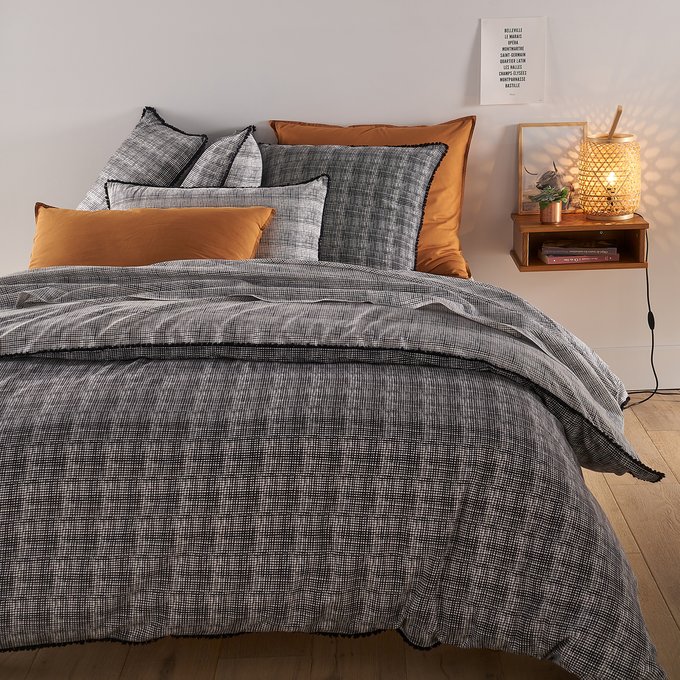 Semeru Duvet Cover In Washed Cotton Black White La Redoute