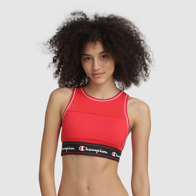 girls red sports bra