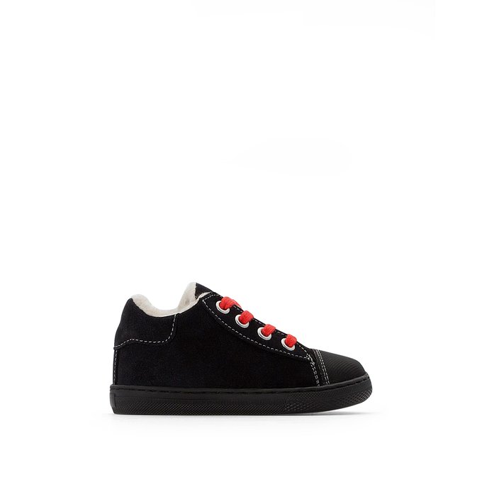 infant black leather trainers
