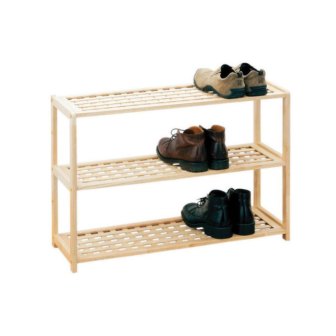 3 Tier Shoe Rack In Natural Wood Brown Premier La Redoute