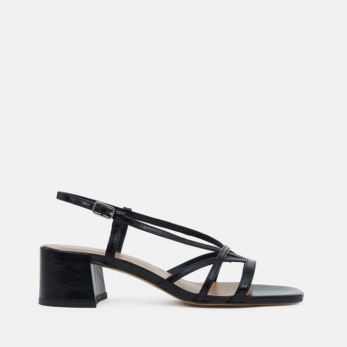 Leather Block Heel Sandals