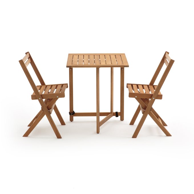 Garden 3 Piece Acacia Outdoor Folding Table Chairs Set