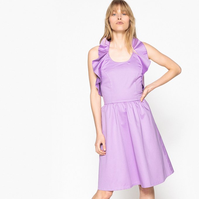 ruffle open back skater dress