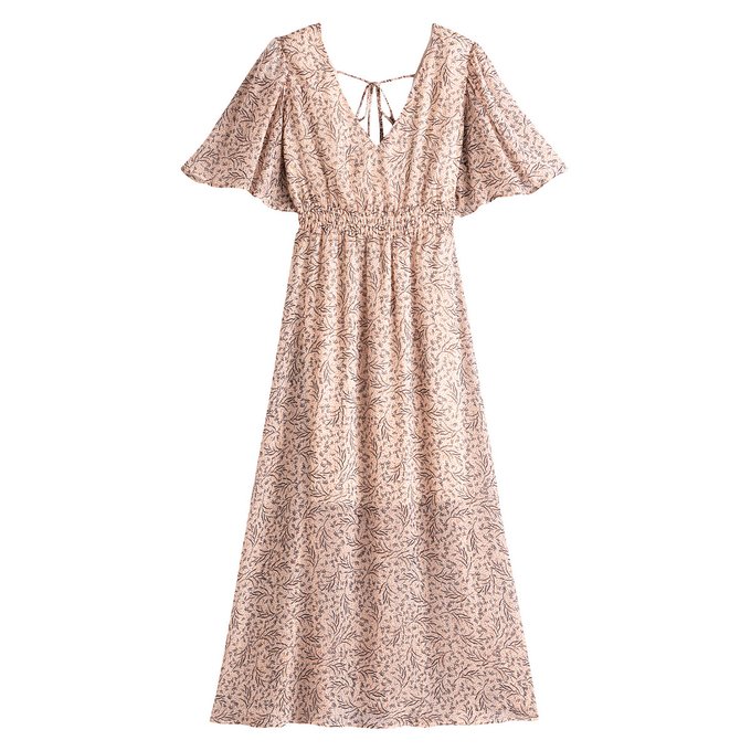 Vestido maxi, estampado às flores