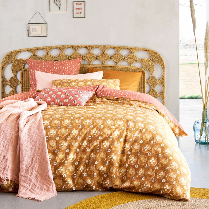 Indian Summer Duvet Cover In Washed Cotton Ochre Print La Redoute