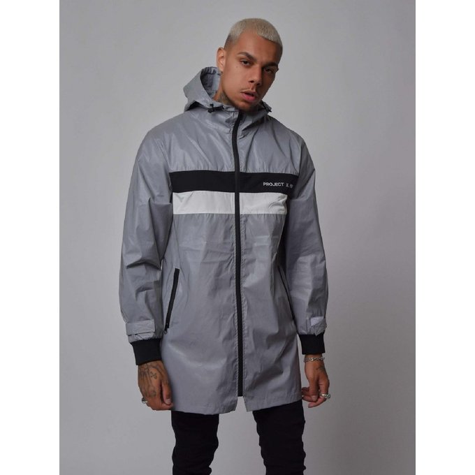 Parka imperméable avec empiècement et logo gris Imperméable transparent noir Project X | La Redoute