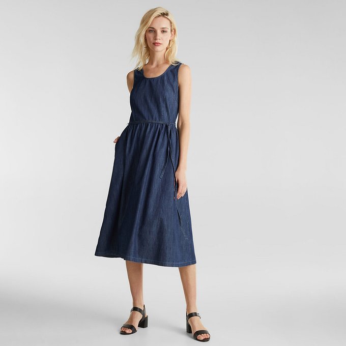 denim midi dress sleeveless