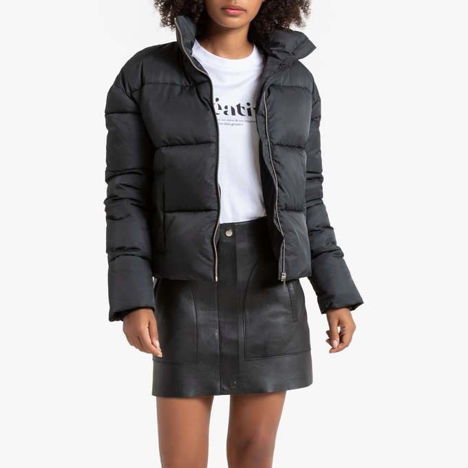 cropped padded jacket with hood