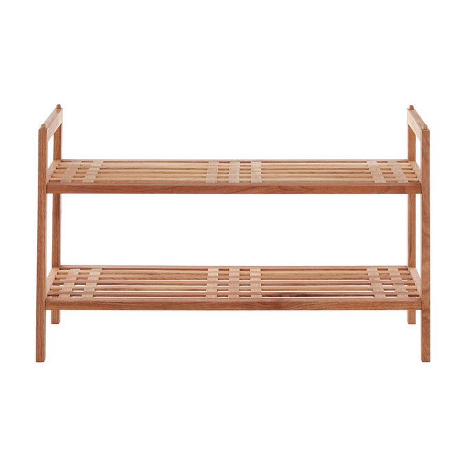 2 Tier Stackable Shoe Rack In Walnut Wood Brown Premier La Redoute