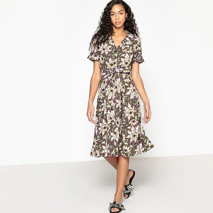 La Redoute Collections Robe Denim Boutonnée, Avec Ceinture La Redoute Collections Robe Denim Boutonnée, Avec Ceinture