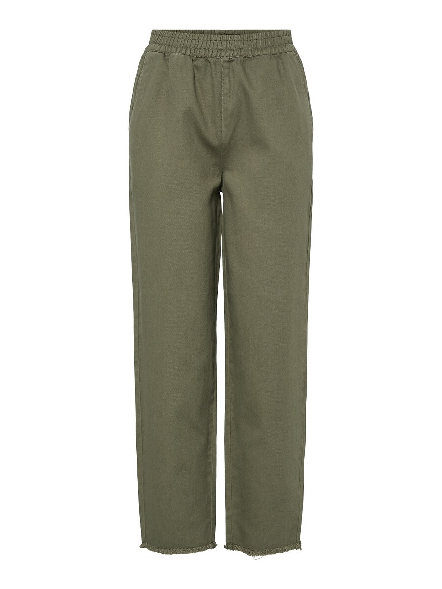Pantaloni a gamba dritta con frange, vita alta, PIECES