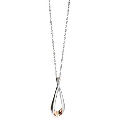 Sterling Silver and Rose Gold Plated Folded Detail Pendant FIORELLI
