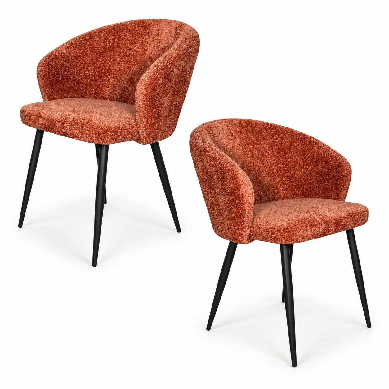 Chaise dossier rond tissu terracotta (lot de 2) IENA, PIER IMPORT