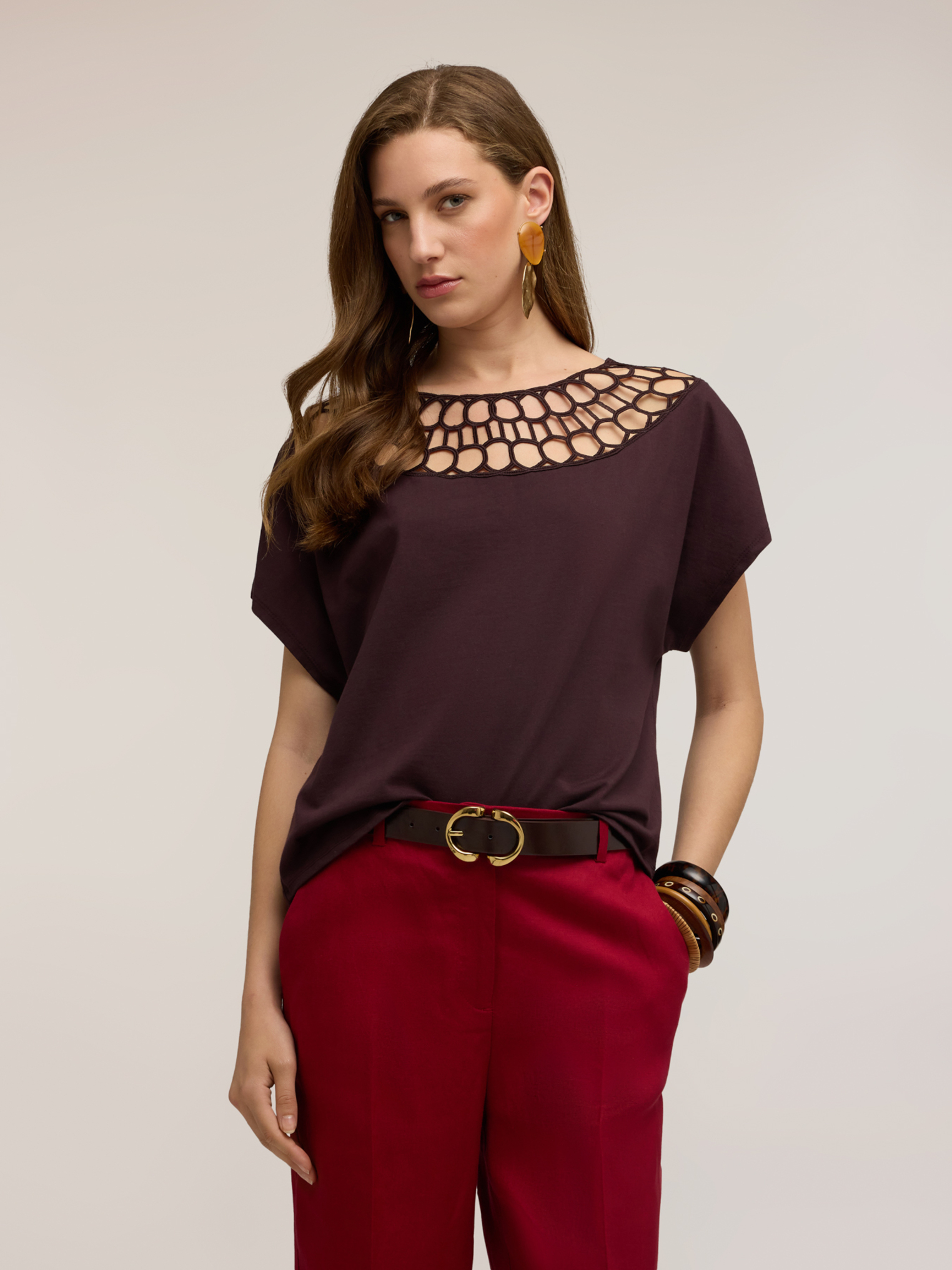T-shirt avec finition effet dentelle, MOTIVI