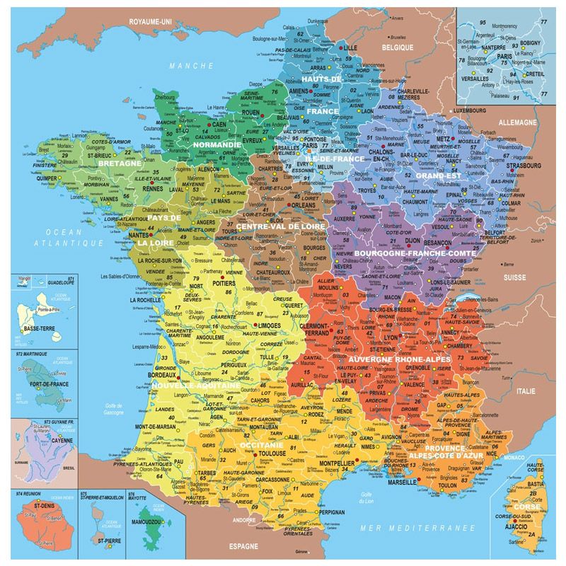 carte de france départements