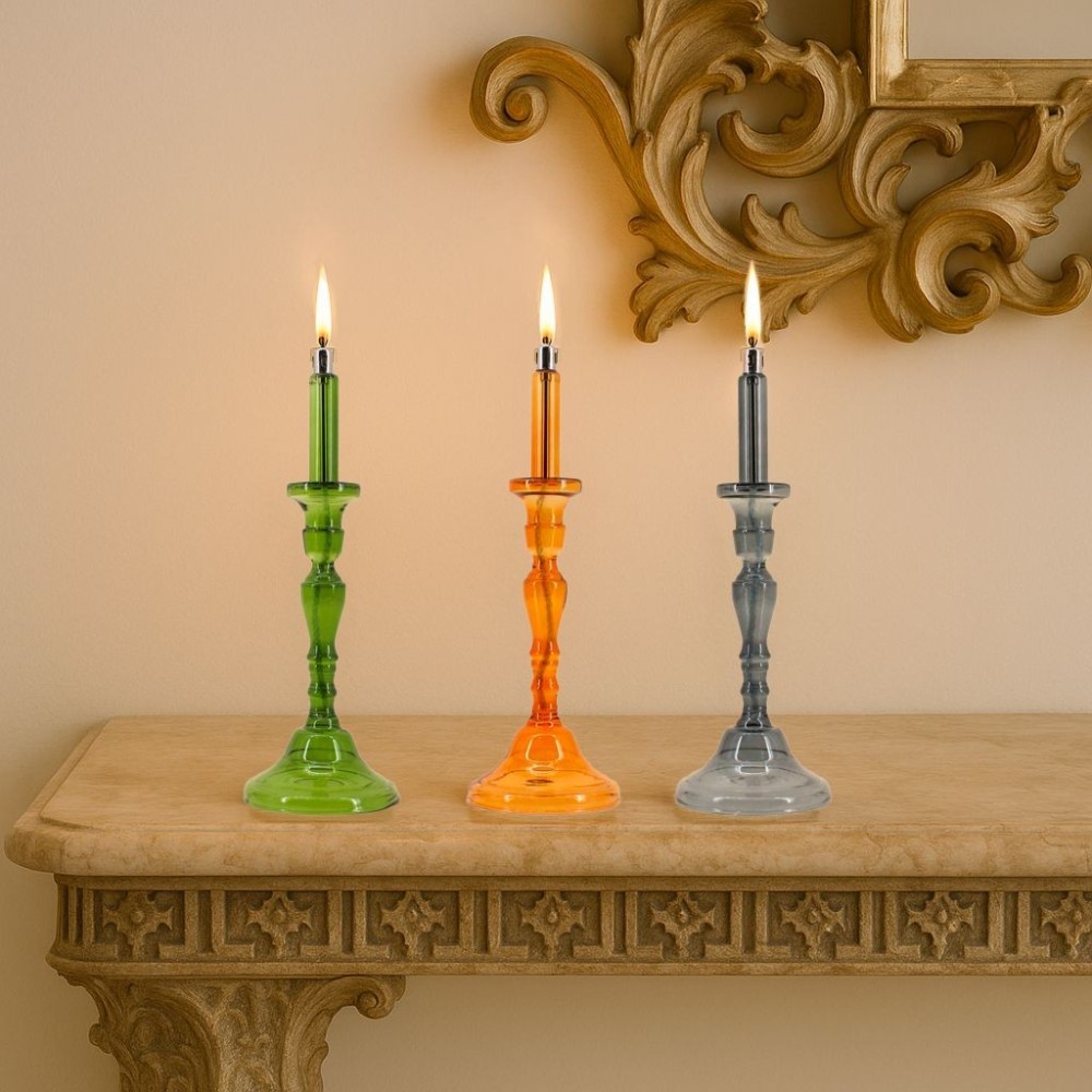 Lampe à huile chandelier en verre soufflé 34cm, BAZAR DE LUXE
