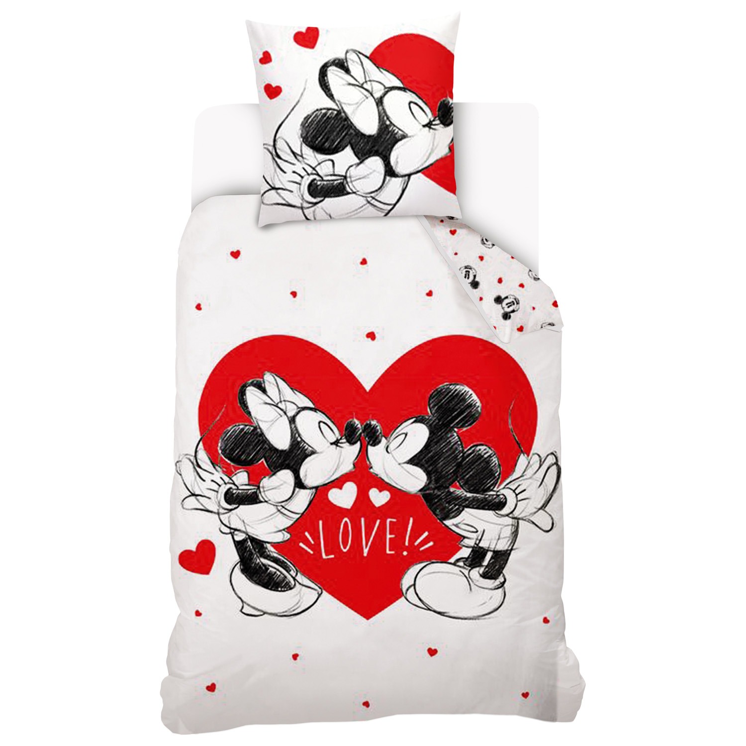 Parure de lit Disney, MICKET ET MINNIE GROS CŒUR, DISNEY