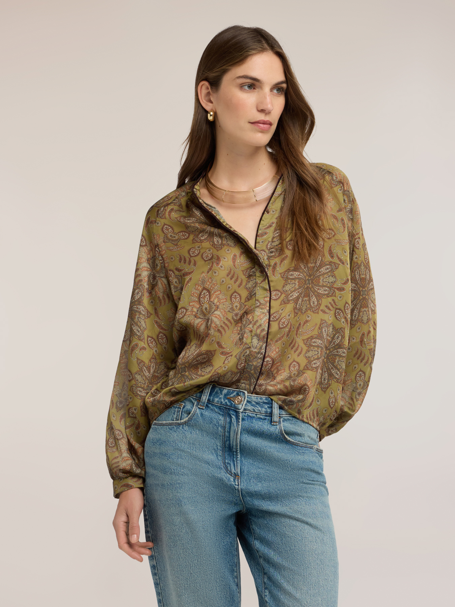 Blouse avec imprimé et manches ballon, MOTIVI