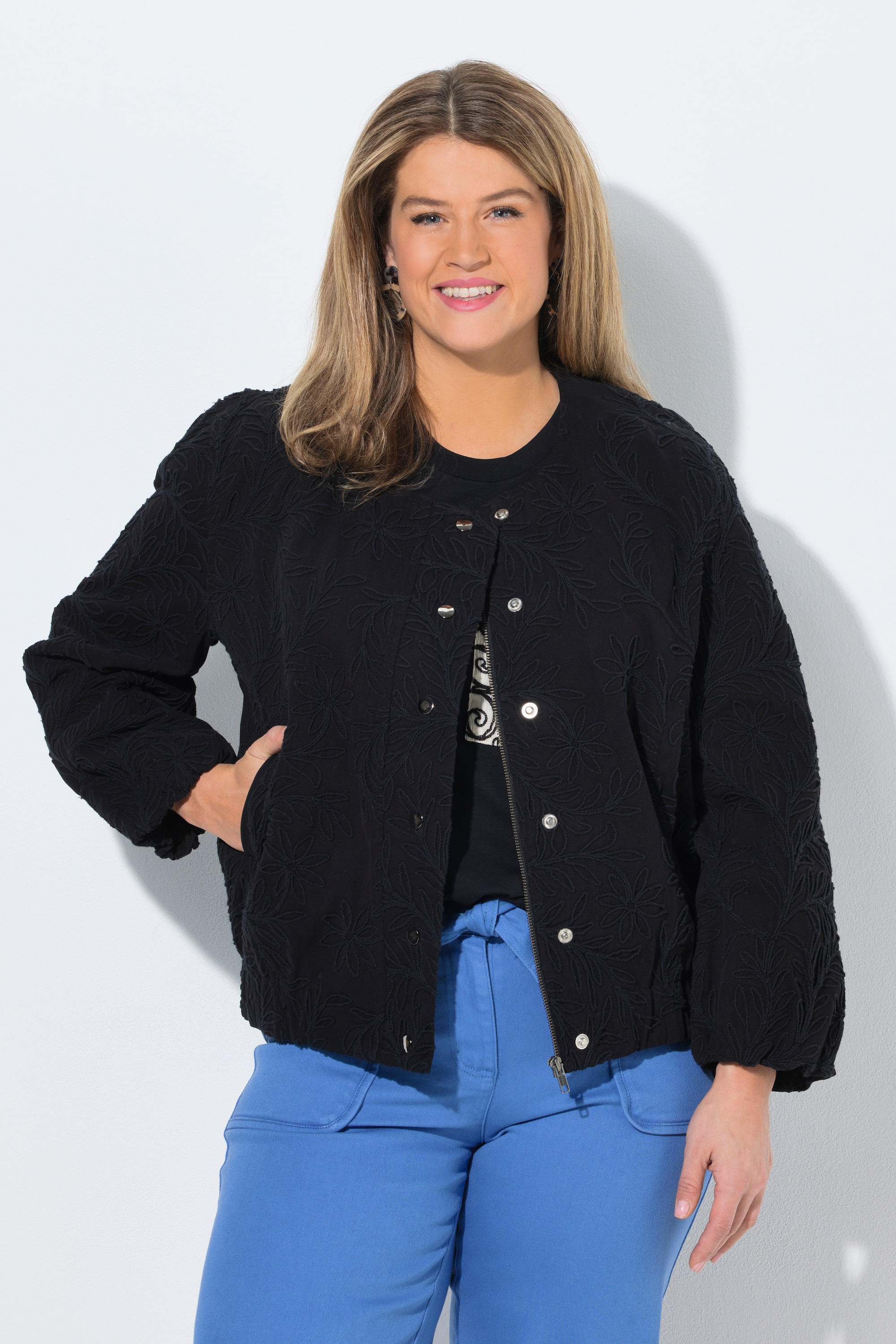 Blouson, broderie, col rond, ULLA POPKEN