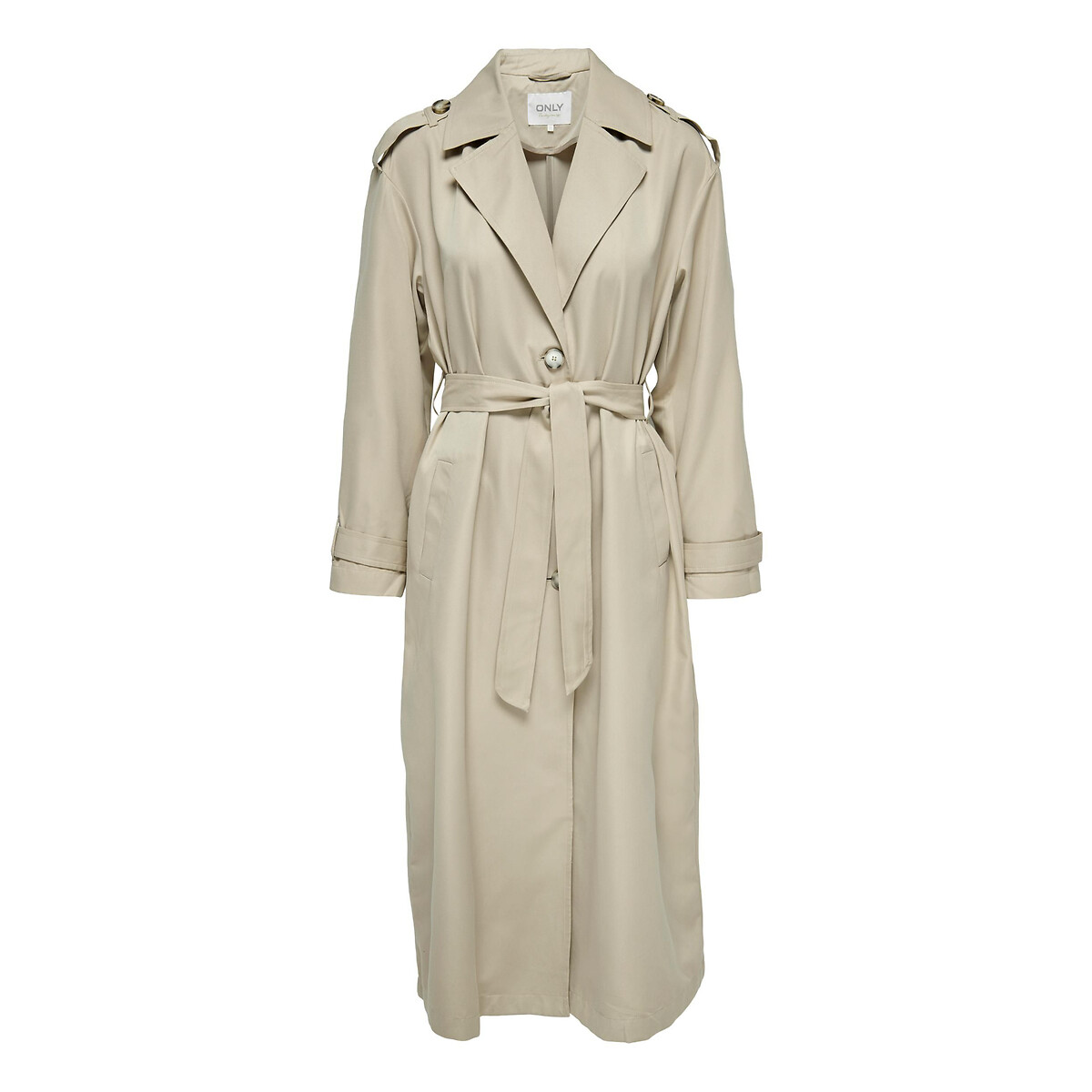 Tie-waist trench coat, taupe, Only Tall | La Redoute