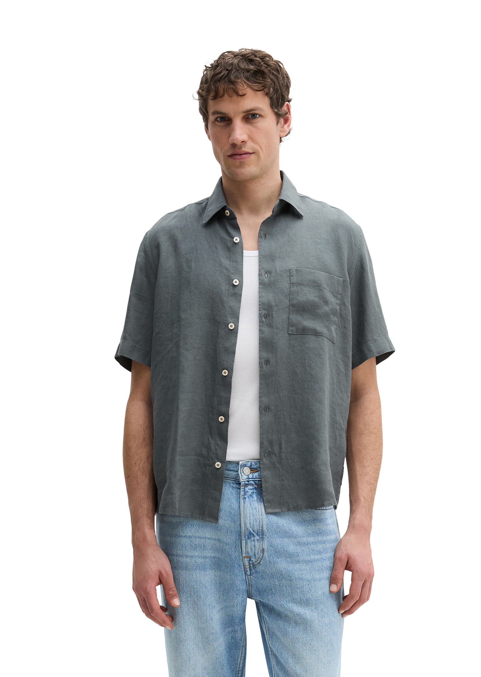 Chemise à manches courtes regular en pur lin, MARC O'POLO