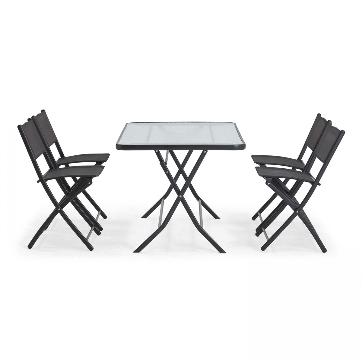 Table pliante avec chaises incluses table en résine d'acier set de 4 chaises  anthracite Garden Here you go