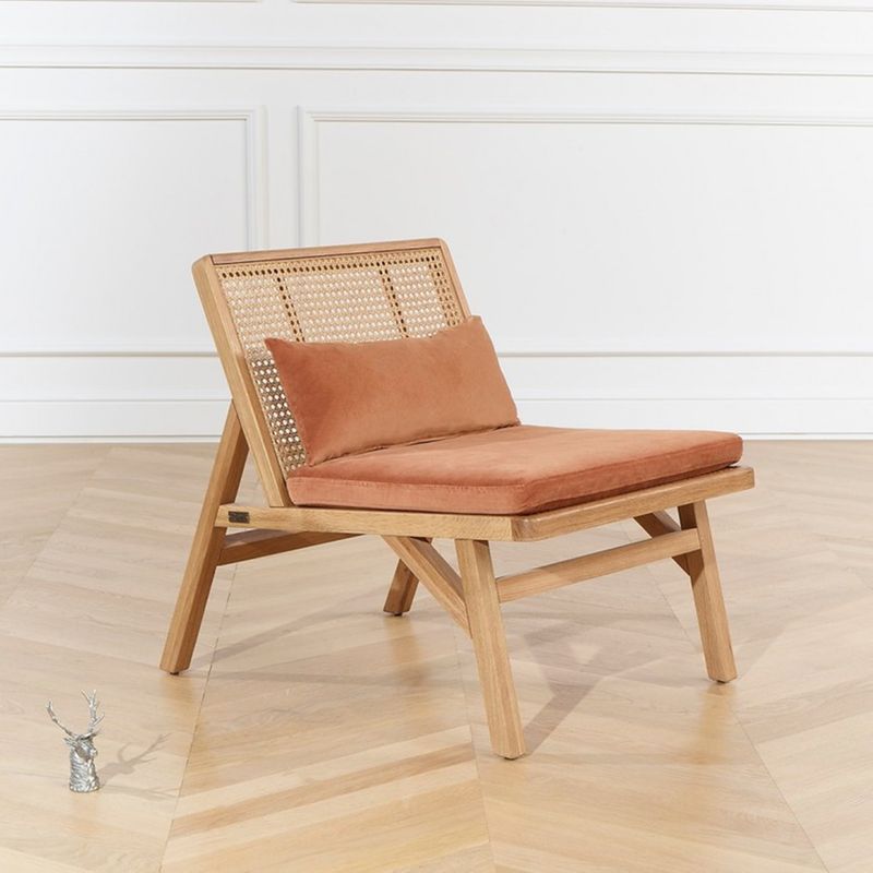 Fauteuil rétro en tissu bouclette pieds bois foncé Drawer - BROOKS