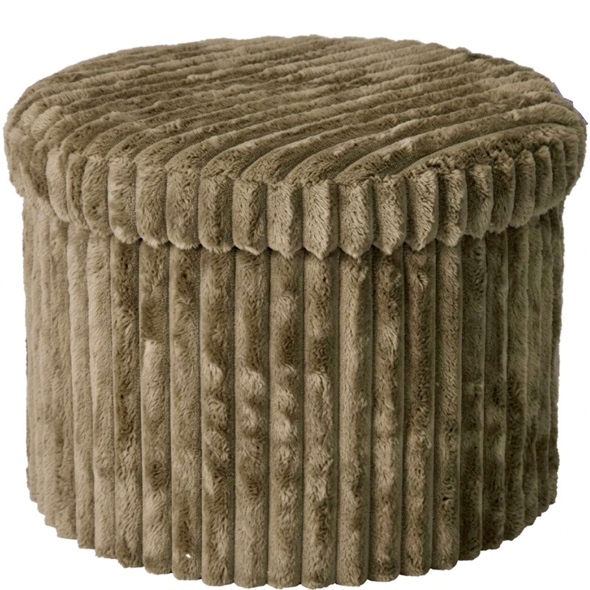 Pouf rond coffre de rangement velours vert 43x43x32,5cm, WADIGA