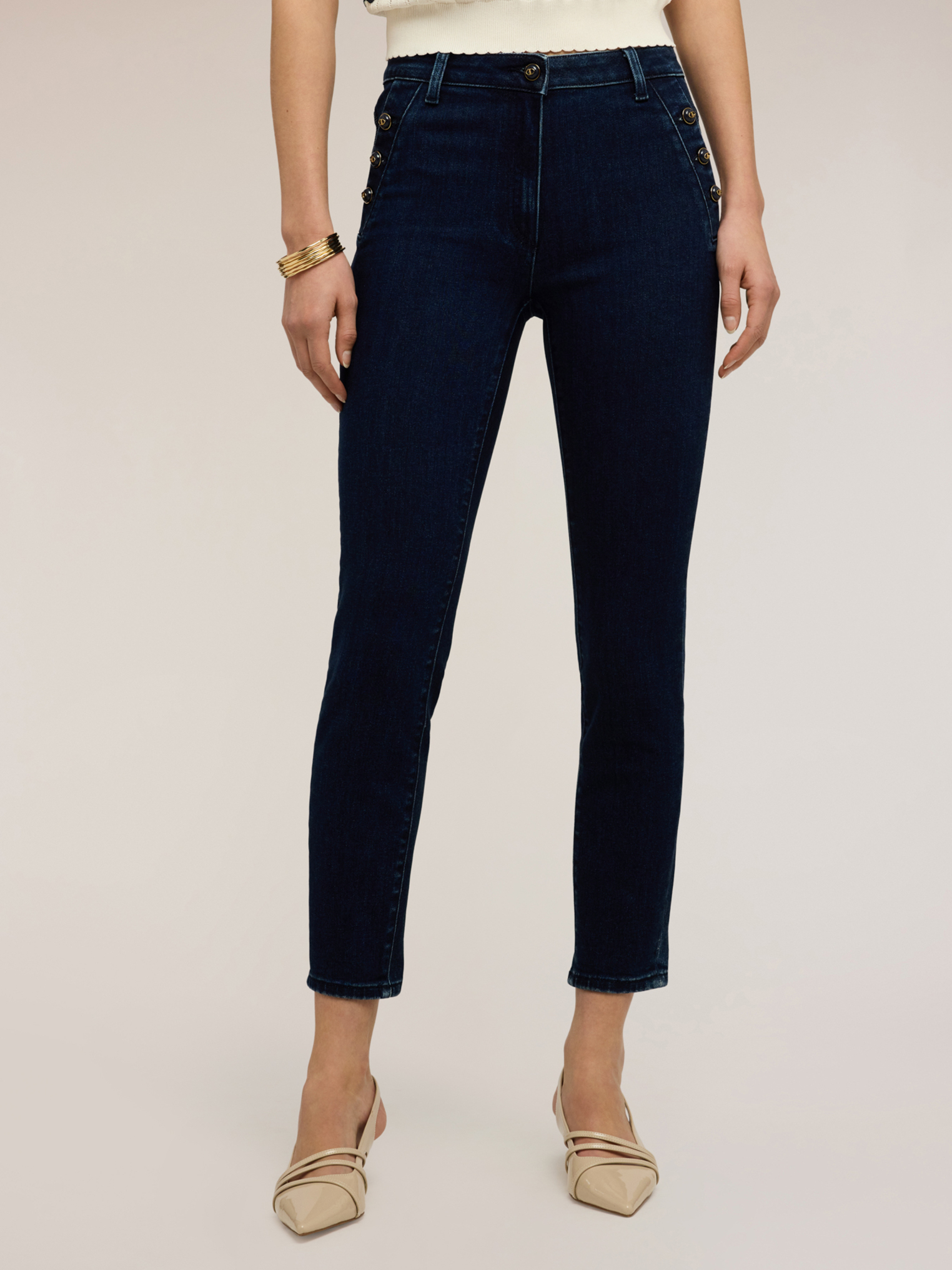 Jean skinny avec boutons décoratifs, MOTIVI