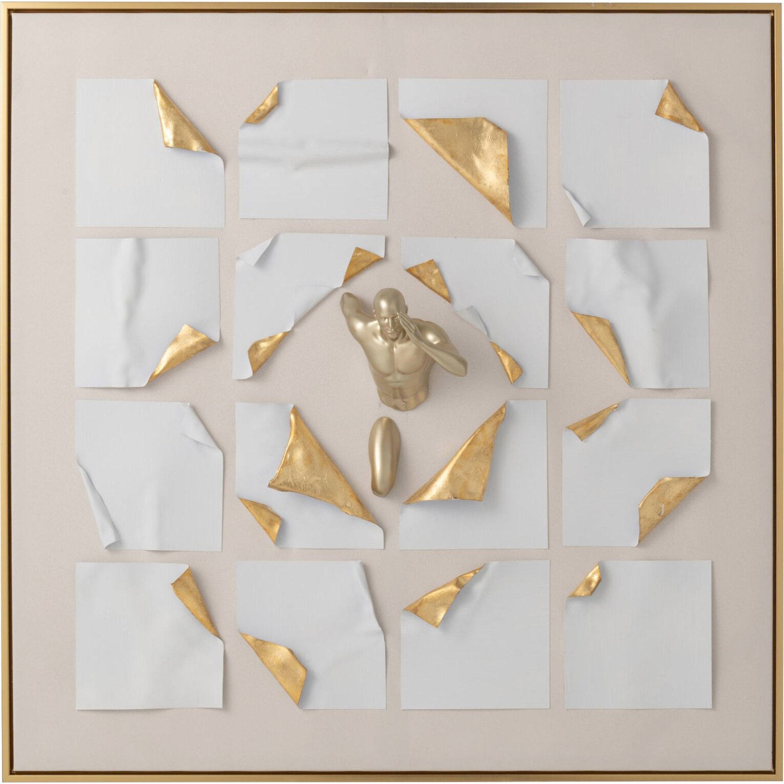 Tableau abstrait carré en relief, RECOLLECTION